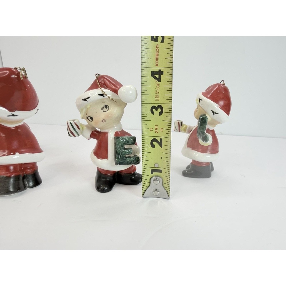 Christmas NOEL Santa Pixie Elf Boys Ornaments Made Japan Vintage Christmas READ - Picture 16 of 16